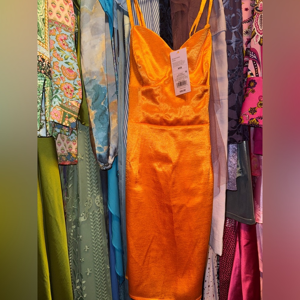 Wild Fable Bright Orange Satin Dress